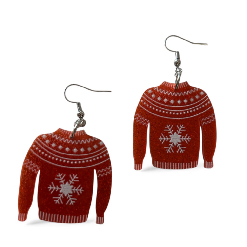 Jeweled Fantasy Fun Ugly Christmas Sweater Earrings